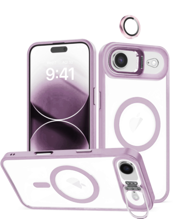 Thin Magnetic Clear Case with Camera Stand & Camera Cover - LIGHT PURPLE for iPhone Air (Only Ground Shipping)