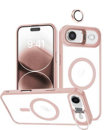 Thin Magnetic Clear Case with Camera Stand & Camera Cover - PINK for iPhone Air (Only Ground Shipping)