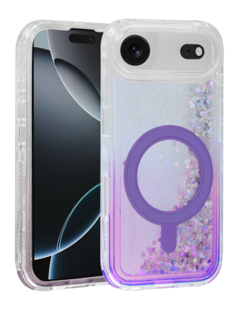Wireless Charging Protective Glitter Liquid Bumper Case - PURPLE for iPhone Air (Only Ground Shipping)