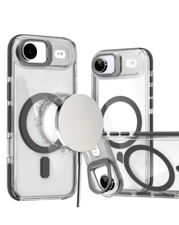 Thin Magnetic Clear Case with Camera Stand Kickstand - BLACK for iPhone Air (Only Ground Shipping)
