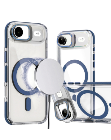 Thin Magnetic Clear Case with Camera Stand Kickstand - BLUE for iPhone Air (Only Ground Shipping)