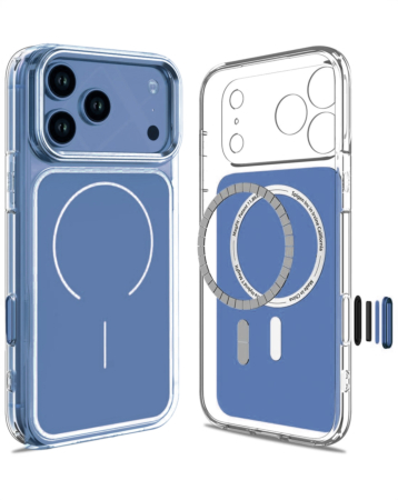Transparent Magnetic Cases with IC Chip - NAVY BLUE for iPhone 17 Pro (Only Ground Shipping)