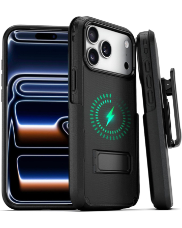 Dual Layer Hybrid Case and Belt Clip Holster - BLACK for iPhone 17 Pro (Only Ground Shipping)