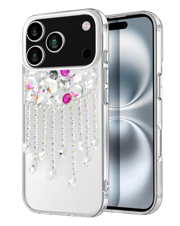 Luxury Diamond Pendant Tassel Crystal Case - PINK for iPhone 17 Pro (Only Ground Shipping)