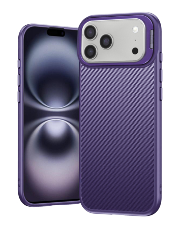 Luxury Carbon Fiber Textured Case - PURPLE for iPhone 17 Pro (Only Ground Shipping)