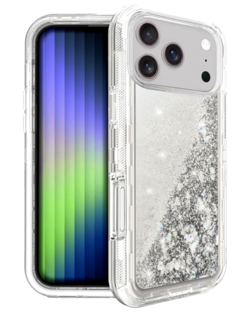 Protective Glitter Liquid Bumper Case - SILVER for iPhone 17 Pro (Only Ground Shipping)