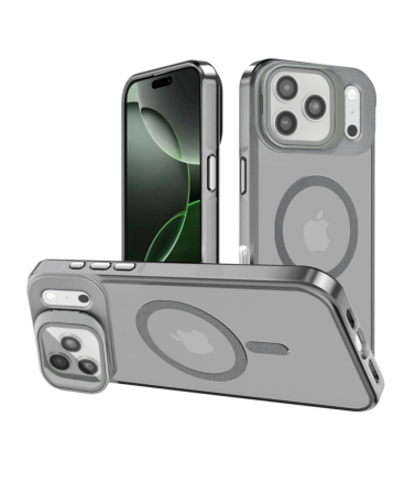 Slim Transparent Camera Stand Case with Wireless Charging - GRAY for iPhone 17 Pro (Only Ground Shipping)