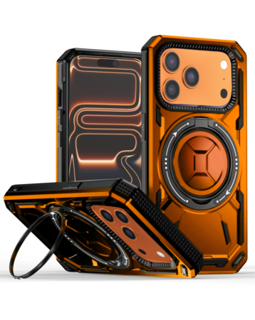 Full-Body Rugged Shockproof Case with Ring Holder - ORANGE for iPhone 17 Pro (Only Ground Shipping)
