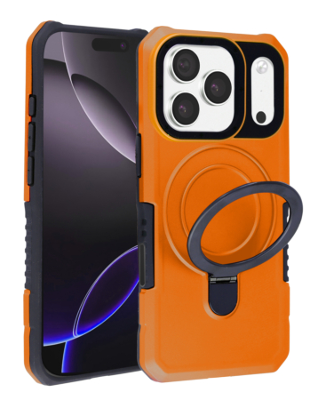 Hard PC Shockproof Case w /Ring Holder - ORANGE for iPhone 17 Pro (Only Ground Shipping)