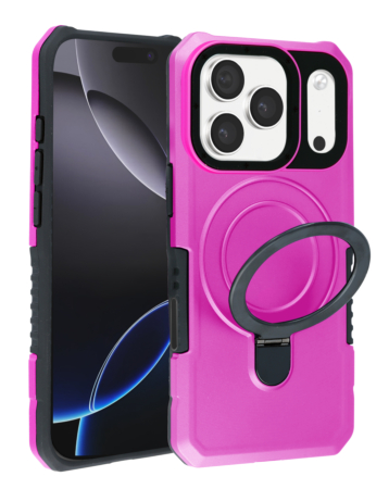Hard PC Shockproof Case w /Ring Holder - PINK for iPhone 17 Pro (Only Ground Shipping)