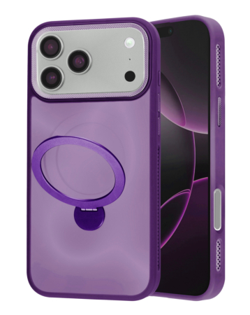 Wireless Charging Case with Built-in Rotating Ring Stand - PURPLE  for iPhone 17 Pro (Only Ground Shipping)