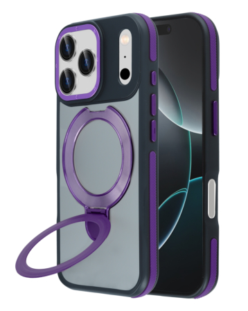 Matte Transparent Case with Wireless Charging Kickstand - PURPLE for iPhone 17 Pro (Only Ground Shipping)