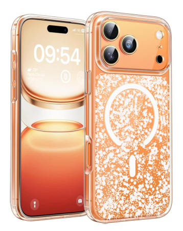 Glitter Transparent Magnetic Cases  - WHITE for iPhone 17 Pro (Only Ground Shipping)