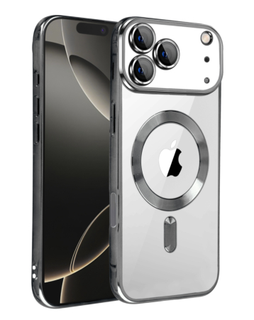 Shiny Wireless Charging Clear Case - BLACK for iPhone 17 Pro (Only Ground Shipping)