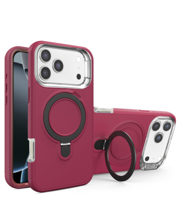 Support Heavy Duty Case with Wireless Charging Kickstand - MAROON for iPhone 17 Pro (Only Ground Shipping)
