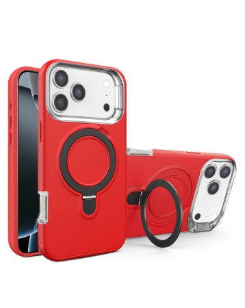 Support Heavy Duty Case with Wireless Charging Kickstand - RED for iPhone 17 Pro (Only Ground Shipping)