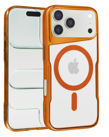 Glossy & Transparent Magnetic Case - ORANGE for iPhone 17 Pro (Only Ground Shipping)