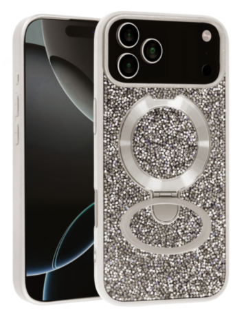 Sparkle Luxury Slim Case with Magnetic Kickstand for iPhone 17 Pro (SILVER) (Only Ground Shipping)