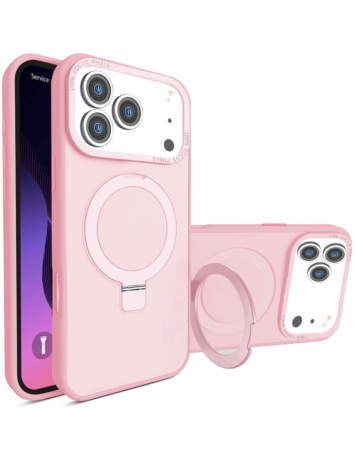 Carbon Wireless Charging Case with Ring Stand - PINK for iPhone 17 Pro (Only Ground Shipping)