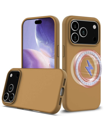 Soft Solid Silicone Case with Wireless Charging - BROWN for iPhone 17 Pro (Only Ground Shipping)