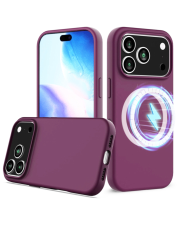 Soft Solid Silicone Case with Wireless Charging - MAROON for iPhone 17 Pro (Only Ground Shipping)