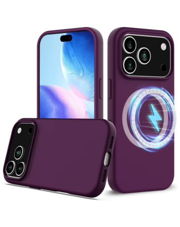 Soft Solid Silicone Case with Wireless Charging - PURPLE for iPhone 17 Pro (Only Ground Shipping)