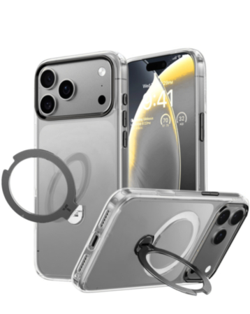 Transparent Magnetic Case with Kickstand (BLACK) for iPhone 17 Pro Max (Only Ground Shipping)