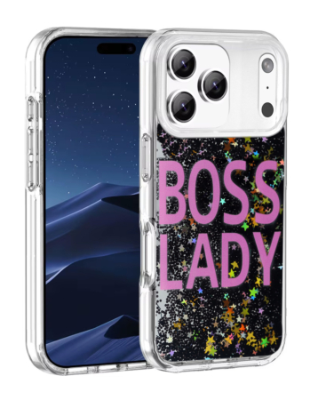 Liquid Quicksand Glitter Cover Case - BOSS LADY for iPhone 17 Pro Max (Only Ground Shipping)