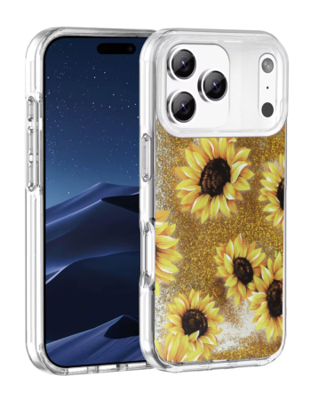 Liquid Quicksand Glitter Cover Case - SUNFLOWER for iPhone 17 Pro Max (Only Ground Shipping)