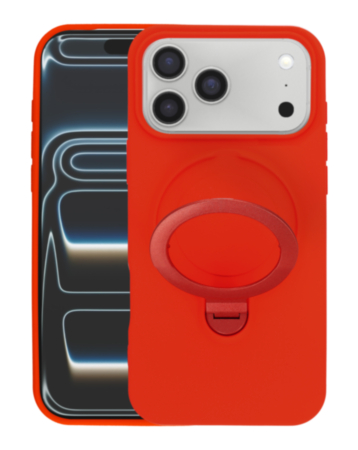 Pastel Shield Carbon Fiber Magnetic Kickstand Case (RED) for iPhone 17 Pro Max (Only Ground Shipping)