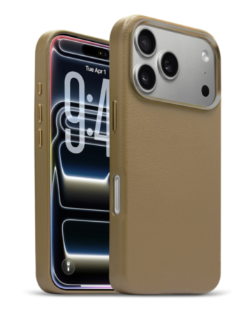 New Leather Case with Wireless Charger - LIGHT BROWN for iPhone 17 Pro Max (Only Ground Shipping)
