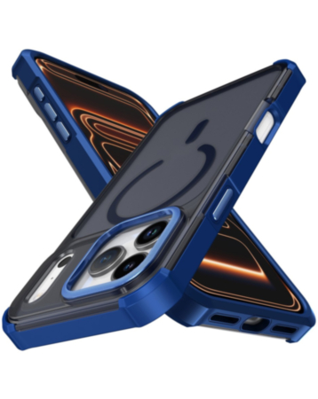 Dual Layer Electroplated Border Wireless Charging Case (DARK BLUE) for iPhone 17 Pro Max (Only Ground Shipping)