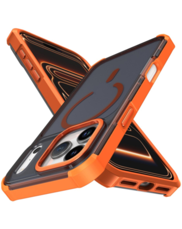 Dual Layer Electroplated Border Wireless Charging Case (ORANGE) for iPhone 17 Pro Max (Only Ground Shipping)