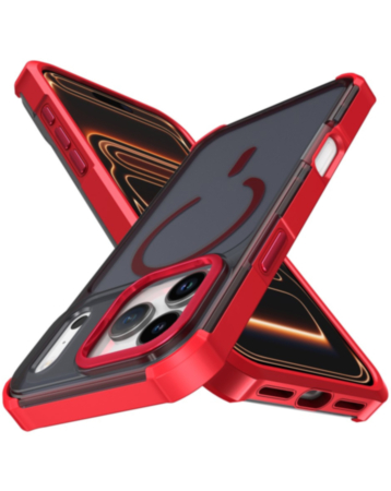 Dual Layer Electroplated Border Wireless Charging Case (RED) for iPhone 17 Pro Max (Only Ground Shipping)