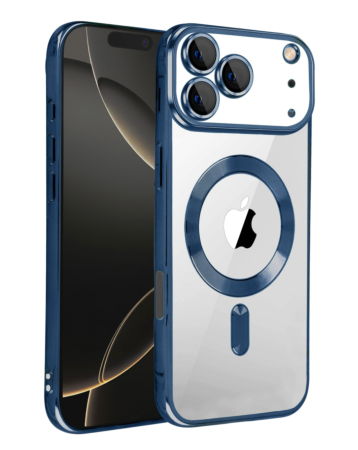 Shiny Wireless Charging Clear Case - DARK BLUE for iPhone 17 Pro Max (Only Ground Shipping)