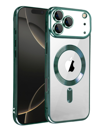 Shiny Wireless Charging Clear Case - DARK GREEN for iPhone 17 Pro Max (Only Ground Shipping)