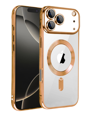 Shiny Wireless Charging Clear Case - GOLD for iPhone 17 Pro Max (Only Ground Shipping)