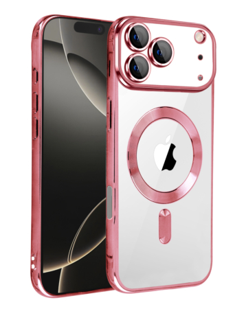 Shiny Wireless Charging Clear Case - PINK for iPhone 17 Pro Max (Only Ground Shipping)