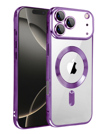 Shiny Wireless Charging Clear Case - PURPLE for iPhone 17 Pro Max (Only Ground Shipping)