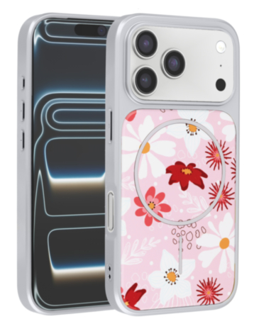 Dual Layer Flower Design Magsafe Cases - LIGHT PINK for iPhone 17 Pro Max (Only Ground Shipping)