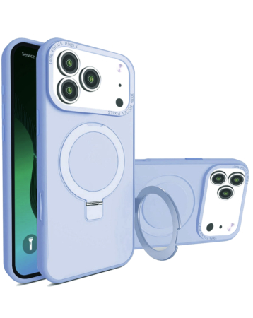 Carbon Wireless Charging Case with Ring Stand - BLUE for iPhone 17 Pro Max (Only Ground Shipping)