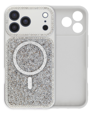 MagSafe Glitter Diamond Shimmer Case with Rhinestone Camera Lens (SILVER) for iPhone 17 Pro Max (Only Ground Shipping)