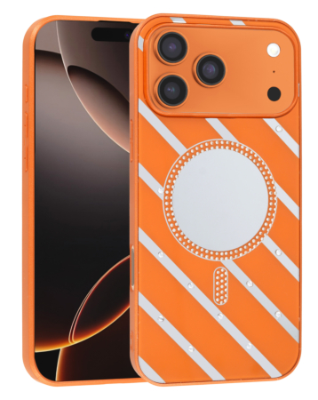 Magnetic Mirror Phone Case with Wireless Charging - ORANGE for iPhone 17 Pro Max (Only Ground Shipping)