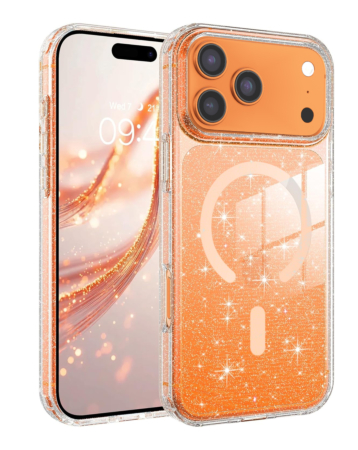 Ultra Glossy Protector Case with Magsafe - GLITTER ORANGE for iPhone 17 Pro Max (Only Ground Shipping)