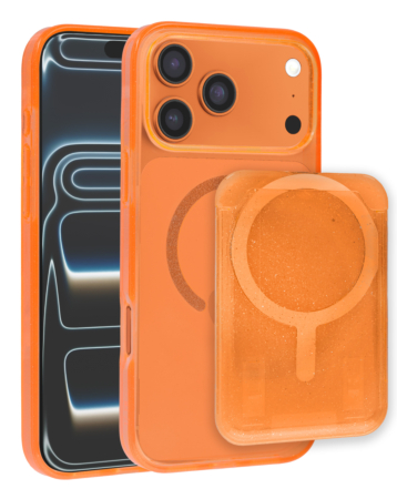Glitter Magnetic Case with Wallet Slot - ORANGE  for iPhone 17 Pro Max (Only Ground Shipping)