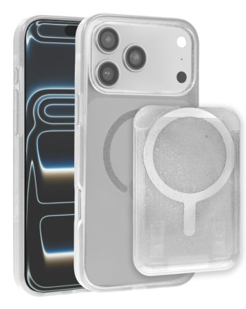 Glitter Magnetic Case with Wallet Slot -CLEAR for iPhone 17 Pro Max (Only Ground Shipping)