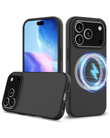 Soft Solid Silicone Case with Wireless Charging - BLACK for iPhone 17 Pro Max (Only Ground Shipping)