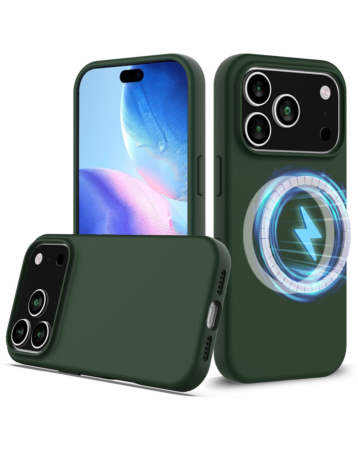 Soft Solid Silicone Case with Wireless Charging - GREEN for iPhone 17 Pro Max (Only Ground Shipping)