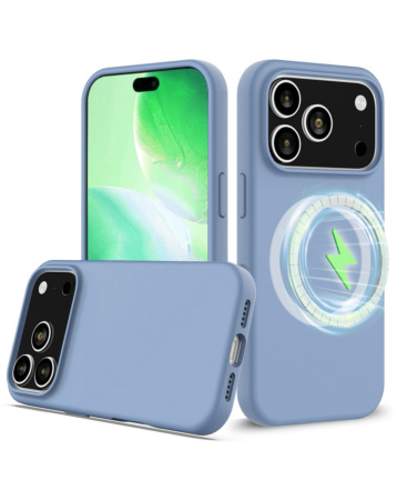 Soft Solid Silicone Case with Wireless Charging - LIGHT BLUE for iPhone 17 Pro Max (Only Ground Shipping)