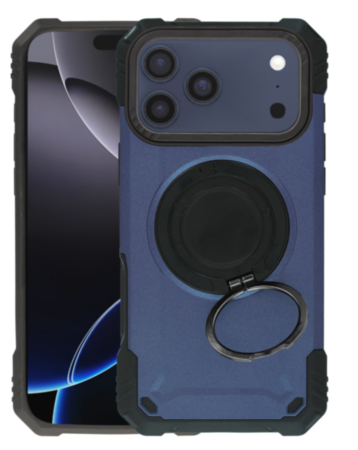 Hybrid Tuff Case with Magnetic Kickstand (DARK BLUE) for iPhone 17 Pro Max (Only Ground Shipping)